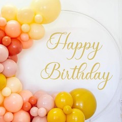 Happy Birthday Party Backdrop Wall Stickers, Gold Script Lettering with Arch …
