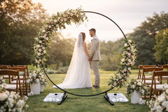 7 Ft Round Wedding Arch Black Backdrop Stand Wedding Metal Circle Arch Stand