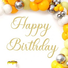 Happy Birthday Party Backdrop Wall Stickers, Gold Script Lettering with Arch …