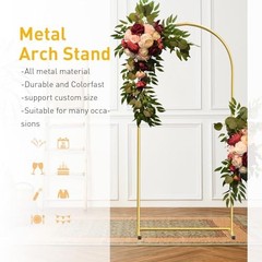 6FT Gold Metal Arch Backdrop Stand, Square Balloon Arch Stand 6ft(H)*2.6ft(W)
