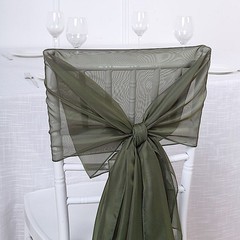 10 Olive Green Premium Chiffon Wide CHAIR SASHES Wedding Reception Decorations