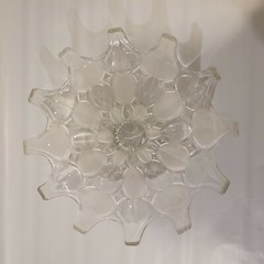 Pedestal Footed Cake Plate Stand Floral Crown Beautiful Base Glass