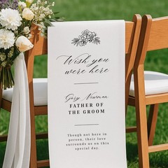 Wish You Were Here White Fabric Church Pew Reserved Sign