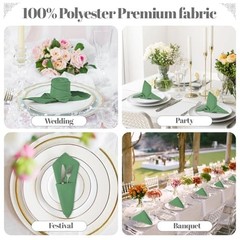Heavy Duty Cloth Napkins – 17 x 17 Inch Solid Washable Polyester Sage Green