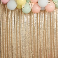 CHAMPAGNE 8 ft x 8 ft Sequined Backdrop Curtain Wedding Party Booth Decorations