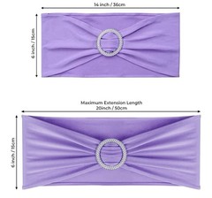 50PCS Purple Spandex Chair Sashes w/ Buckle for Wedding Party