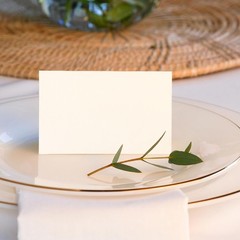 MECCANIXITY 20pcs Place Cards, Line Border 10x9cm/3.34×3.54-inch (L*W), White