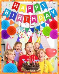 Happy Birthday Party Decorations – Colorful Happy Birthday Banner Swirl Strea…