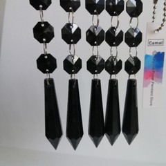 100pcs Acrylic Crystal Bead Pendant Black Garland Chandelier Hanging Wedding DIY