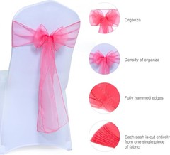 Reusable Coral Organza Chair Sashes – 25 Perfect for Weddings & Showers