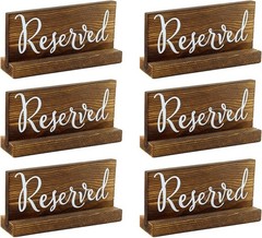 Wooden Reserved Signs for Tables 6-Pack, Brown; Rustic Real Table Signs with …