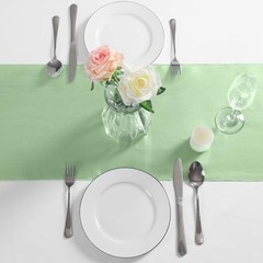 Manyshofu 4Pcs Satin Table Runner – 12 x 108 Inch 12″x108″, 4pcs Sage Green