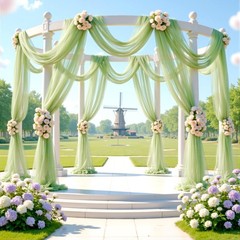 12 Panels Sage Green Wedding Arch W(30″) x H(19ft), 12 Panels,