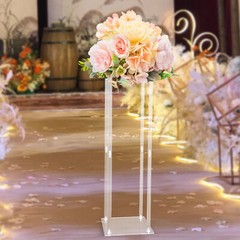 9.8*9.8*31in Clear Rectangle Decoration Acrylic Wedding Flower Vase Column Stand