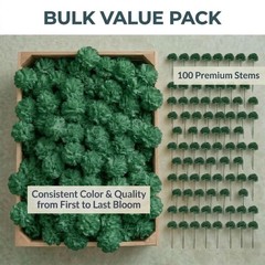 Larksilk Emerald Carnations, Fake Flowers, 100 Pack for Events, Weddings, DIY