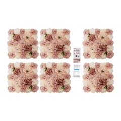 6 Pcs Artificial Flower Wall Panel, Artificial Floral Wall Decoration Backdrop