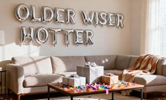 Older Wiser Hotter Foil Balloons Letter Banner Funny Birthday Decorations for…