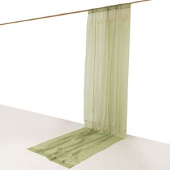 DUSTY GREEN 5ft x 14ft Premium Chiffon SHEER CURTAIN Window Drape Panel Party