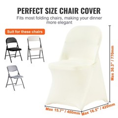 VEVOR 30PCS White Stretch Spandex Folding Chair Covers for Wedding Party Dining