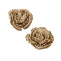 6Pcs Reusable Burlap Rose Flowers Wedding Decor Rustic Khaki Craft