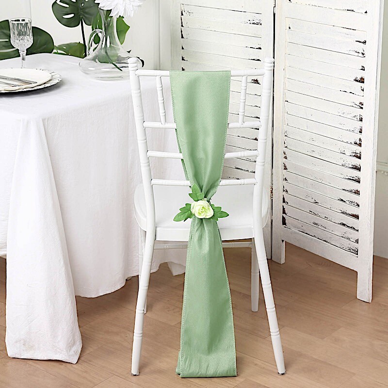 10 Sage Green Polyester CHAIR SASHES Ties Bows Wedding Party Ceremony