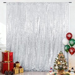 Eternal Beauty Silver Sequin Backdrop, 6×6 Ft Glitter Background Curtains for…