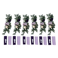 Wedding Chair Back Flowers Artificial Prevent Fading Purple Chair Decorations