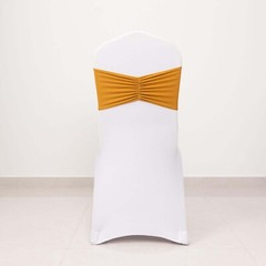 5 Gold Spandex Ruffled CHAIR SASHES Wedding Party Home Decorations