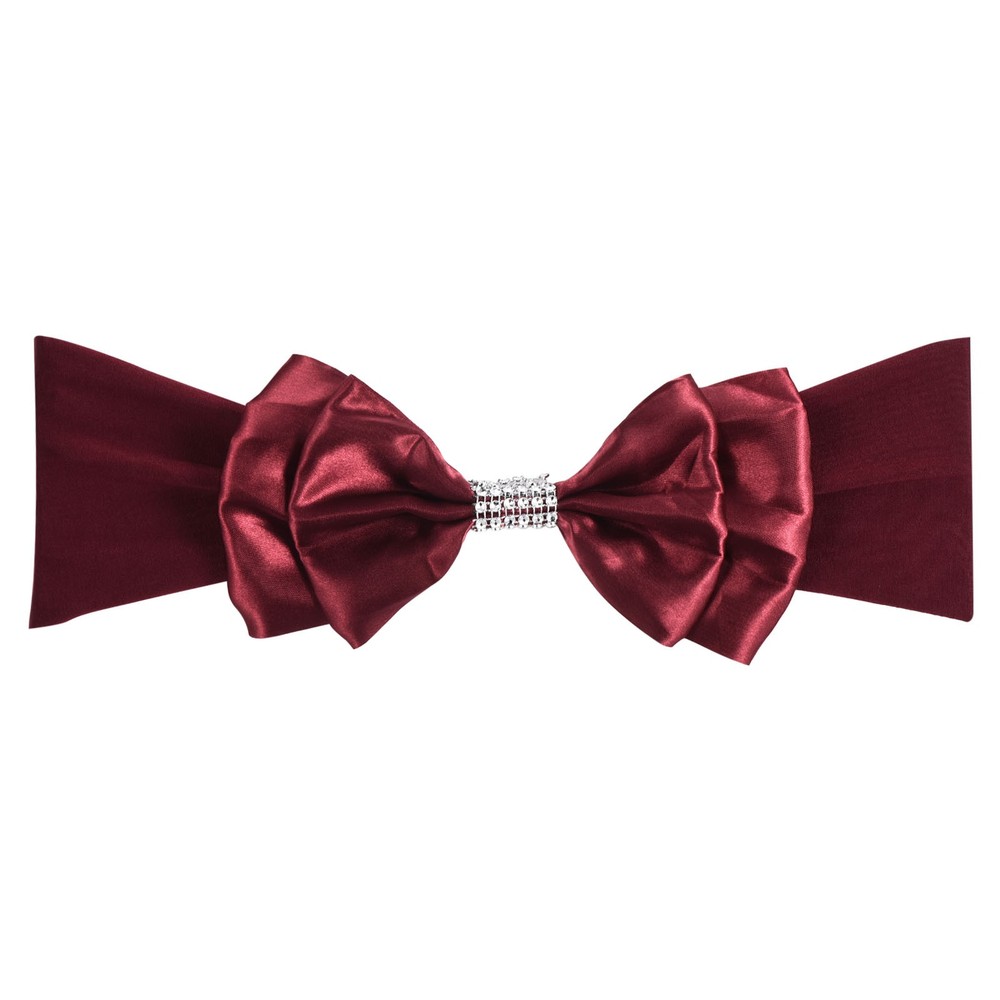 10Pcs 12″x8″ Chair Sash Bow Spandex Stretch Chair Cover Band Sashes Burgundy