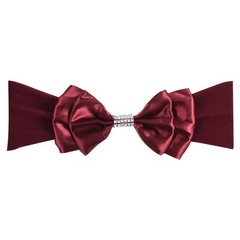 10Pcs 12″x8″ Chair Sash Bow Spandex Stretch Chair Cover Band Sashes Burgundy