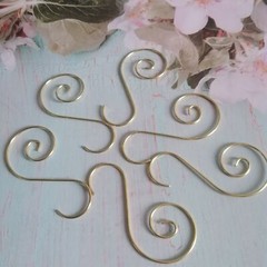 100Pcs 25*50mm Metal Swirl Shaped Hook Hanger Crystal Prisms Gold Connector