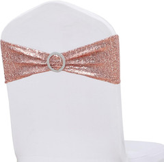 Double-Sided Sequins Rose Gold Chair Sashes for Wedding Decor, Rose Gold Sequin