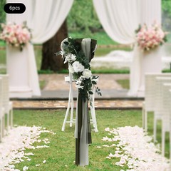 Bohemia Green & White Artificial Rose Chair Decorations 6-Piece Wedding Set