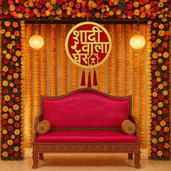Shaadi Wala Ghar Wall Hanging Red Gold Wedding Decor Haldi Mehndi