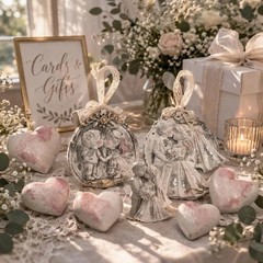 Vintage Romantic Resin Balloon Weight Anchors Set of 4, Soft Gold Wedding Decor