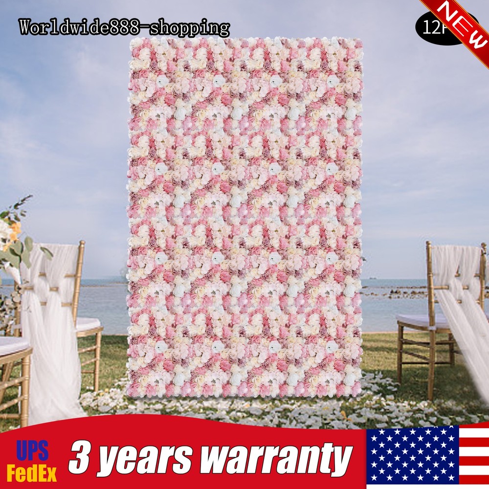 12Pcs Artificial Silk Fabric Flower Wall Panel Banquet Wedding Party Decor