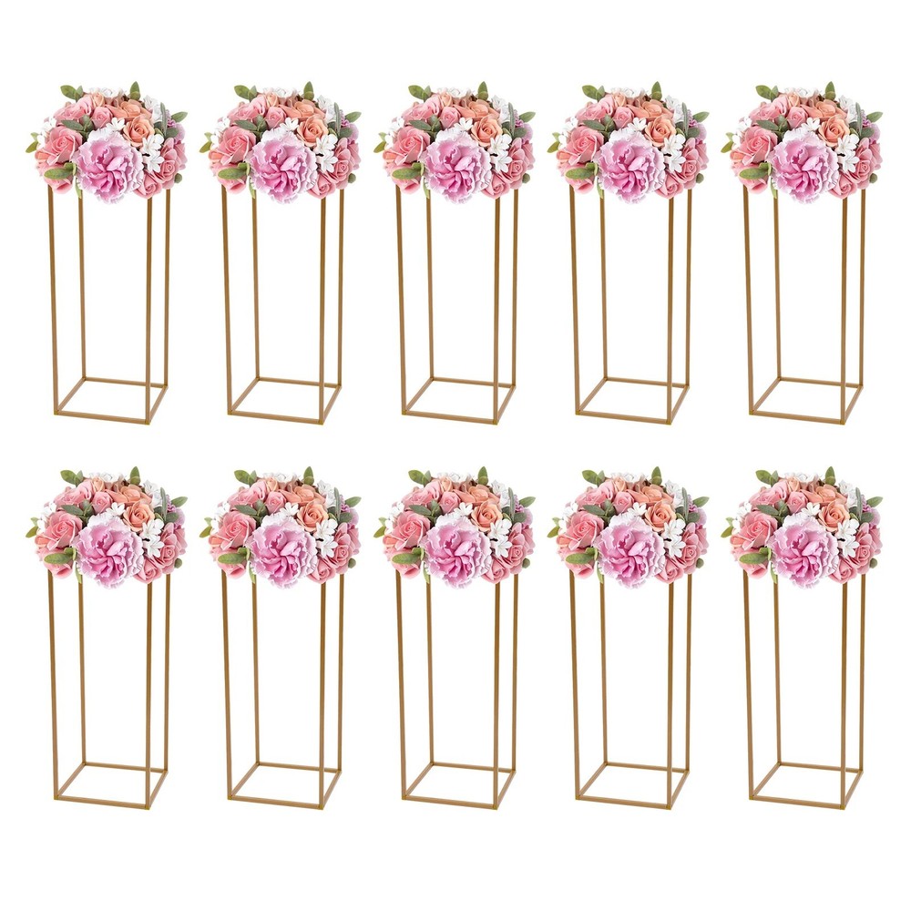 10PCS Gold Wedding Flower Stands 24in Metal Column Party Decor Display Rack