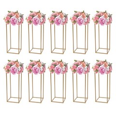 10PCS Gold Wedding Flower Stands 24in Metal Column Party Decor Display Rack