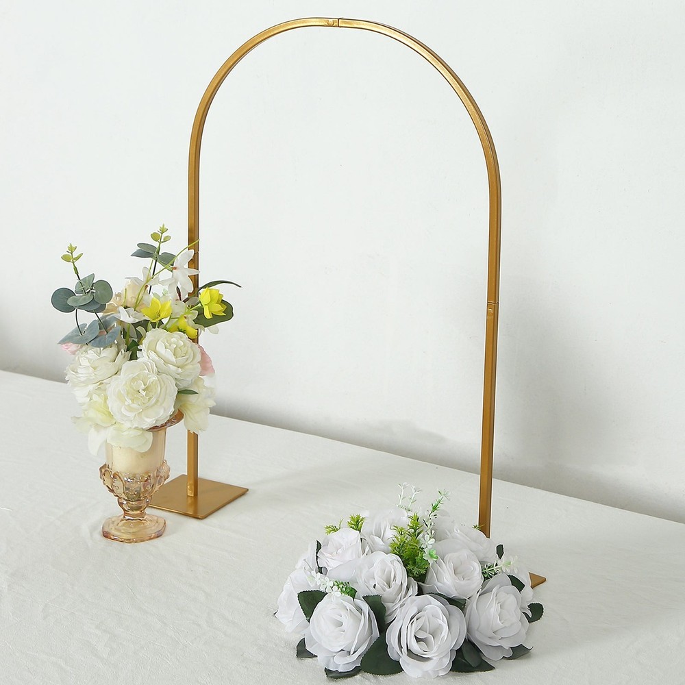 35″ GOLD Metal Floral Chiara Arch Table Centerpiece Rounded Top Wedding Party
