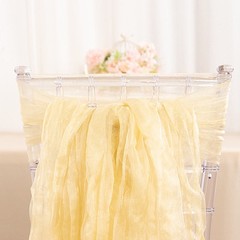 5 CHAMPAGNE Sheer Crinkled Organza CHAIR SASHES Party Events Home Decorations