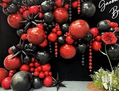 Black Gold Red Balloons Garland Arch Kit, 141Pcs Latex Balloons Different Siz…