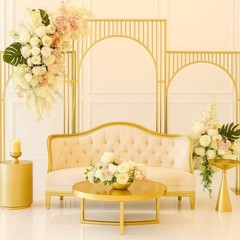 Arched Shiny Gold Tubed Wedding Backdrop Stands