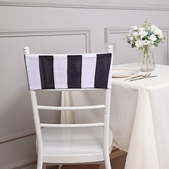 5 Black White 5″ x 14″ Striped Spandex Fitted Chair Sashes Party Decorations