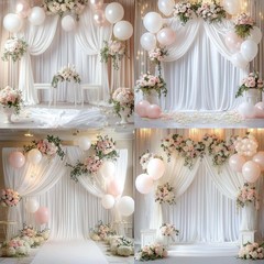 10ftx12ft Wrinkle Free White Backdrop Curtain, 2 Panels 12FT Height White Wed…