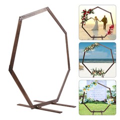 7.2FT Retro Wedding Arch Wooden Heptagon Wedding Backdrop Stand Wooden Arch USA