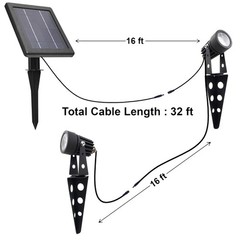 MINI 50X Twin Solar-Powered Cast Aluminium Warm White LED Spotlight 60-100 Lu…