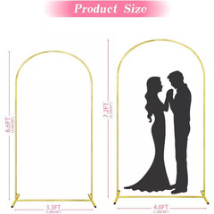 2 Pack-86.61 In. X 47.24 In. + 79.2 In. X 39.6 In. Gold Metal Wedding Arch Stand
