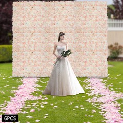 6Pcs Artificial Silk Flower Wall Panel Floral Backdrop Party Wedding Decoration