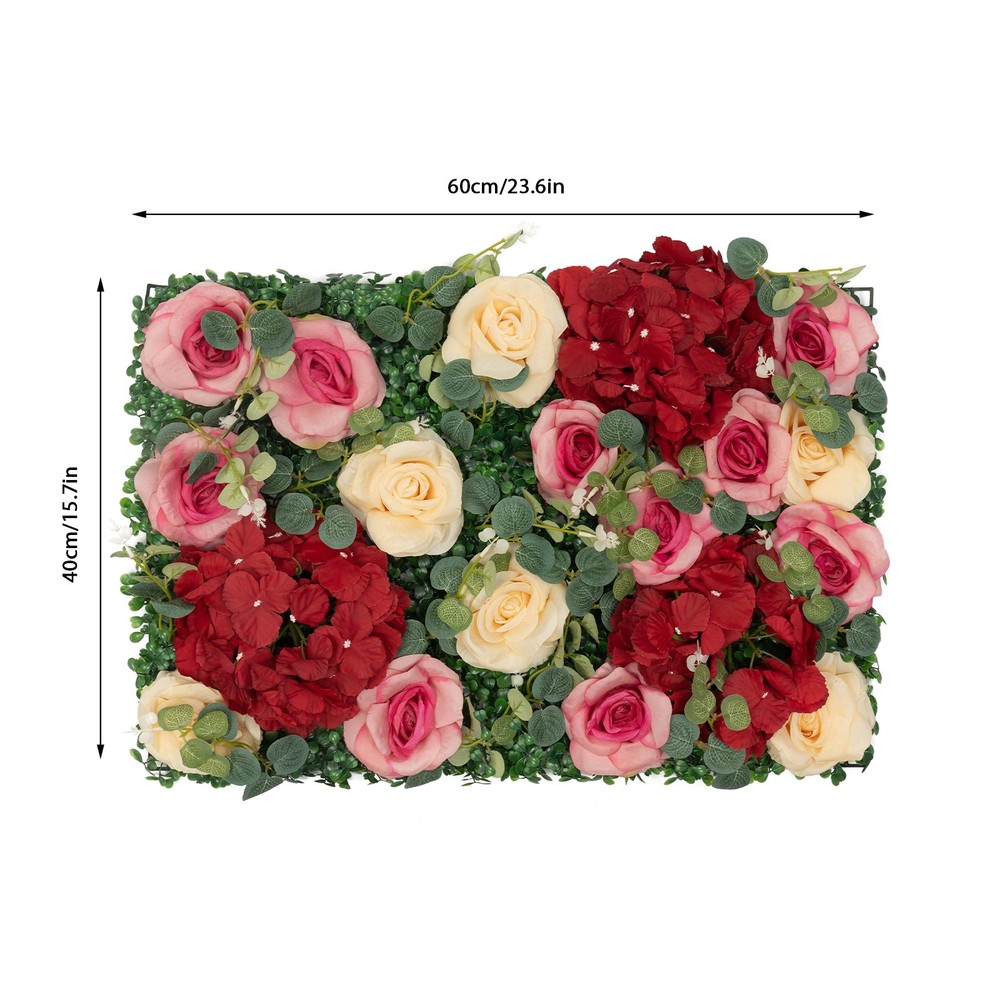 12 Pcs Artificial Flower Wall Panels Faux Hanging Floral Backdrop Decor 40*60cm