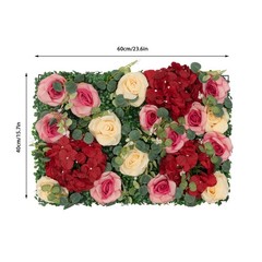12 Pcs Artificial Flower Wall Panels Faux Hanging Floral Backdrop Decor 40*60cm